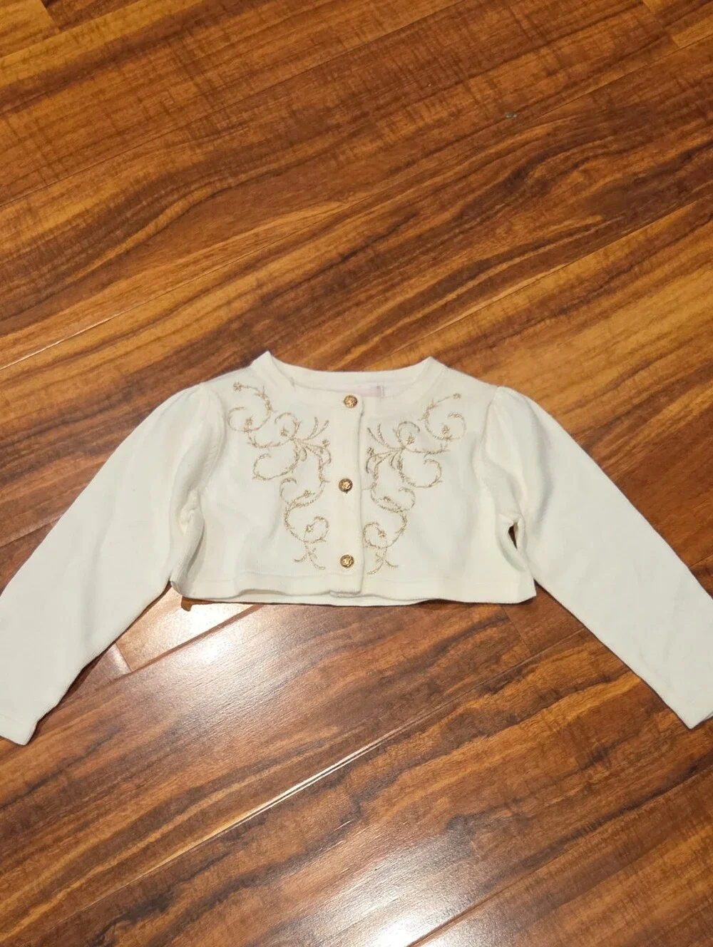 Janie & Jack NWT 18-24 Month Gold Top, Velvet Skirt, Embroidered Cardigan, Socks